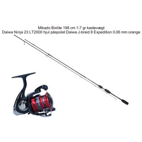 UL st Mikado Bixlite stang 208 cm 2-9 gram, Daiwa Ninja 23 LT 2000 hjul