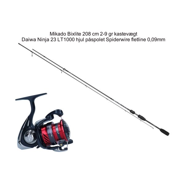 UL st Mikado Bixlite stang, Daiwa Ninja 23 LT 1000 hjul